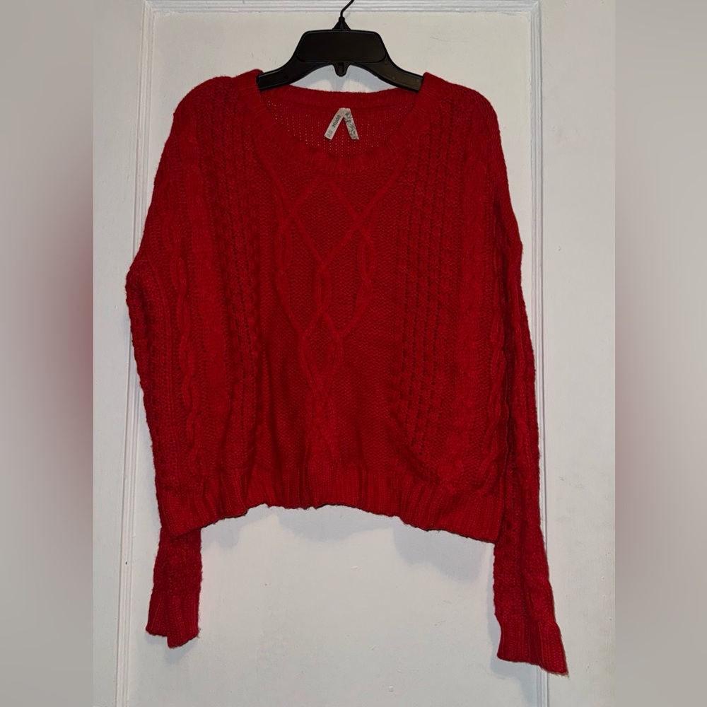 Cozy Red Cable Knit Sweater